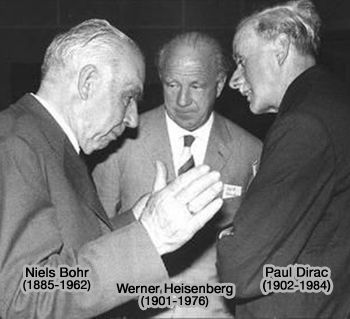 Niels Bohr, Werner Heisenberg et Paul Dirac