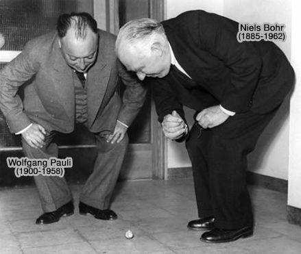 Pauli et Bohr regardant une toupie