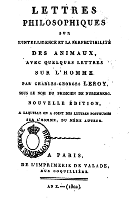 Lettres sur les animaux et l'homme de Leroy