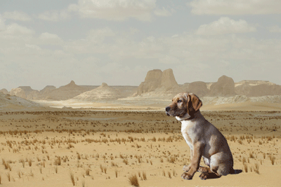 Chiot dans le désert